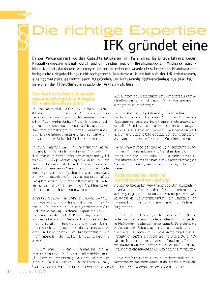 Vorschauseite 1: Die richtige Expertise vor Gericht – IFK gründet eine Sachverständigenkommission