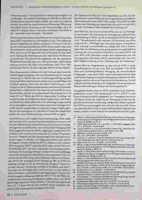 Vorschauseite 3: Plausibilitätsprüfungen im MVZ - Zur vermeintlichen Anwendung von § 32 Ärzte-ZV