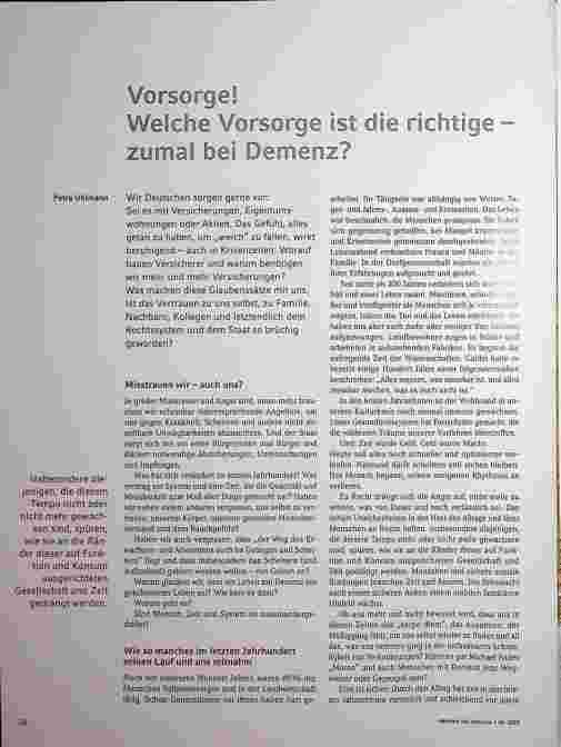 Vorschauseite 3: Vorsorge: Welche Vorsorge ist die richtige - zumal bei Demenz?