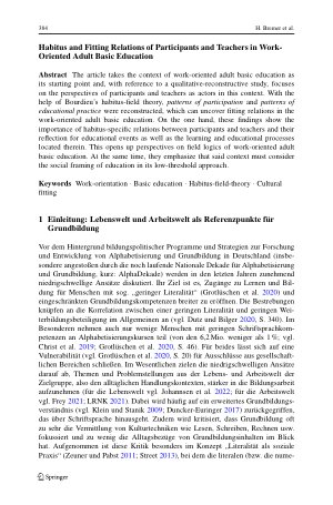 Vorschauseite 2: Habitus und Passungsverhältnisse von Teilnehmenden und pädagogisch Tätigen in der arbeitsorientierten Grundbildung