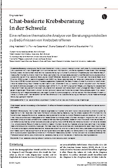 Vorschauseite 1: Chat-basierte Krebsberatung in der Schweiz