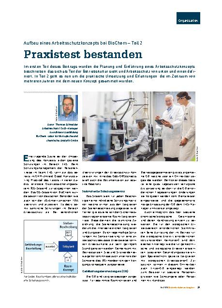 Vorschauseite 1: Aufbau eines Arbeitsschutzkonzepts bei BioChem – Teil 2 Praxistest bestanden