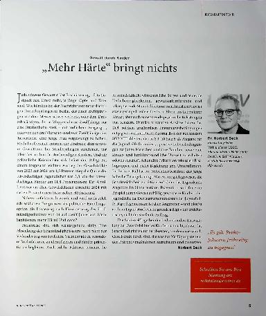 Vorschauseite 1: „Mehr Härte“ bringt nichts