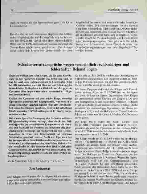 Vorschauseite 1: Schadensersatzansprüche wegen vermeintlich rechtswidriger und fehlerhafter Behandlungen