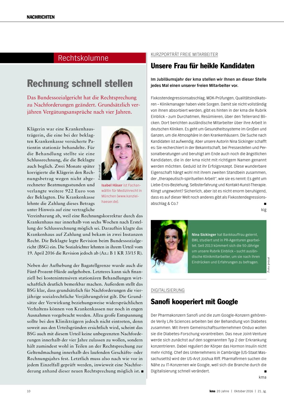 Vorschauseite 1: Unsere Frau für heikle Kandidaten