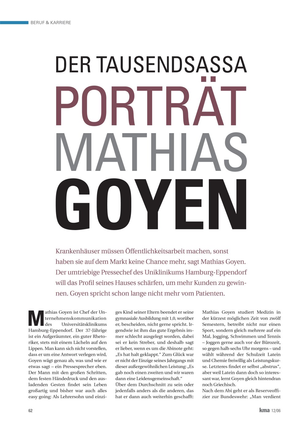 Vorschauseite 1: Porträt Mathias Goyen