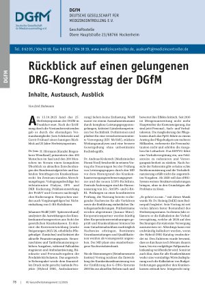 Vorschauseite 1: Rückblick auf einen gelungenen DRG-Kongresstag der DGfM