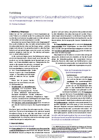 Vorschauseite 1: Fortbildung Hygienemanagement in Gesundheitseinrichtungen
