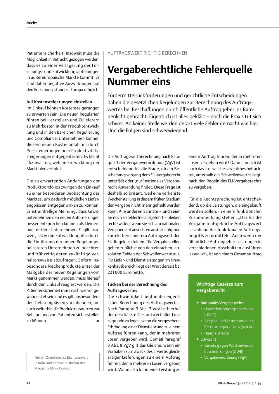 Vorschauseite 1: Auftragswert Richtig Berechnen: Vergaberechtliche Fehlerquelle Nummer eins