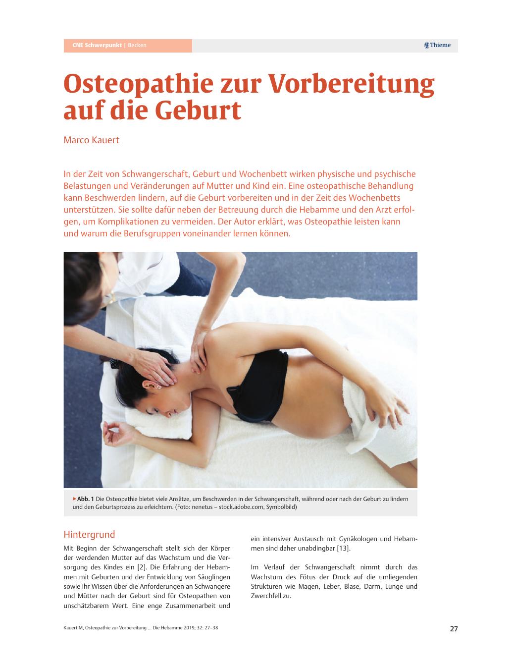 Vorschauseite 1: Osteopathie zur Vorbereitung auf die Geburt