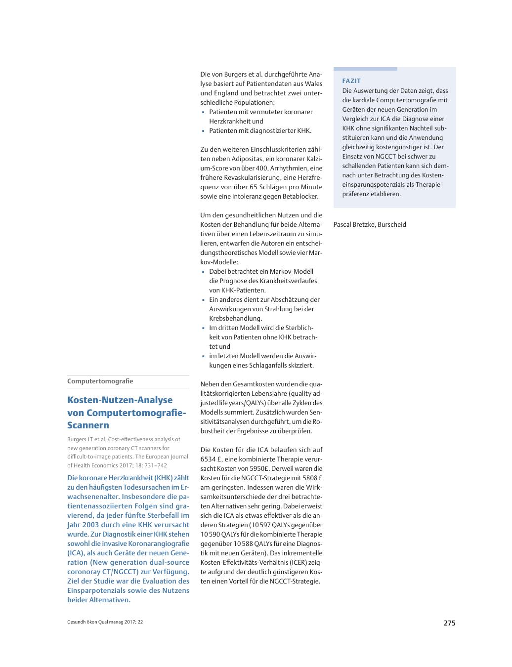 Vorschauseite 1: Computertomografie ? Kosten-Nutzen-Analyse von Computertomografie-Scannern