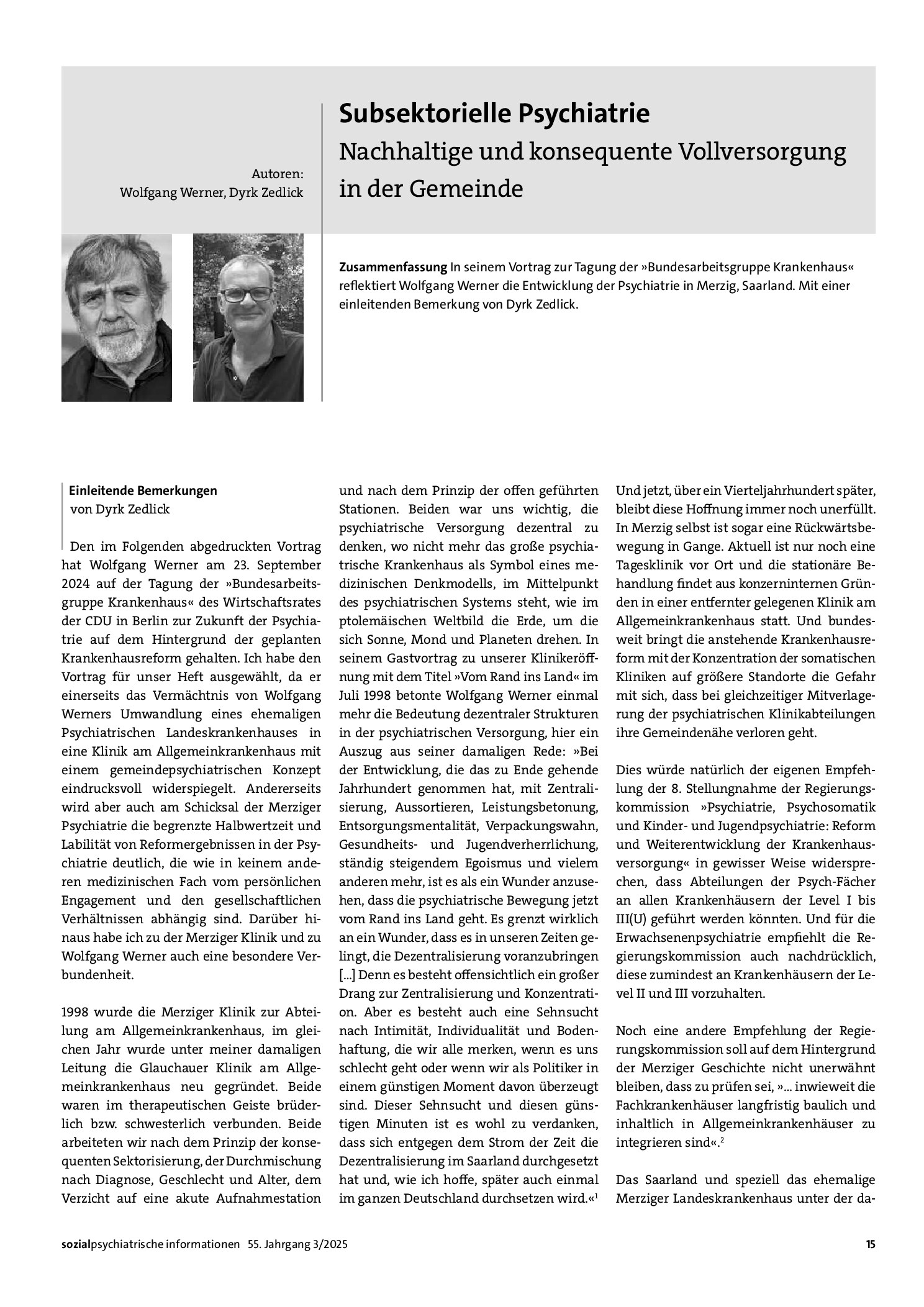 Vorschauseite 1: Subsektorielle Psychiatrie