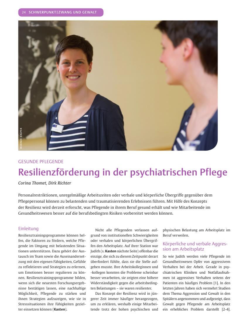 Vorschauseite 1: Resilienzförderung in der psychiatrischen Pflege