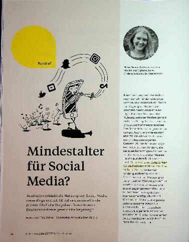Vorschauseite 1: Mindestalter für Social Media?