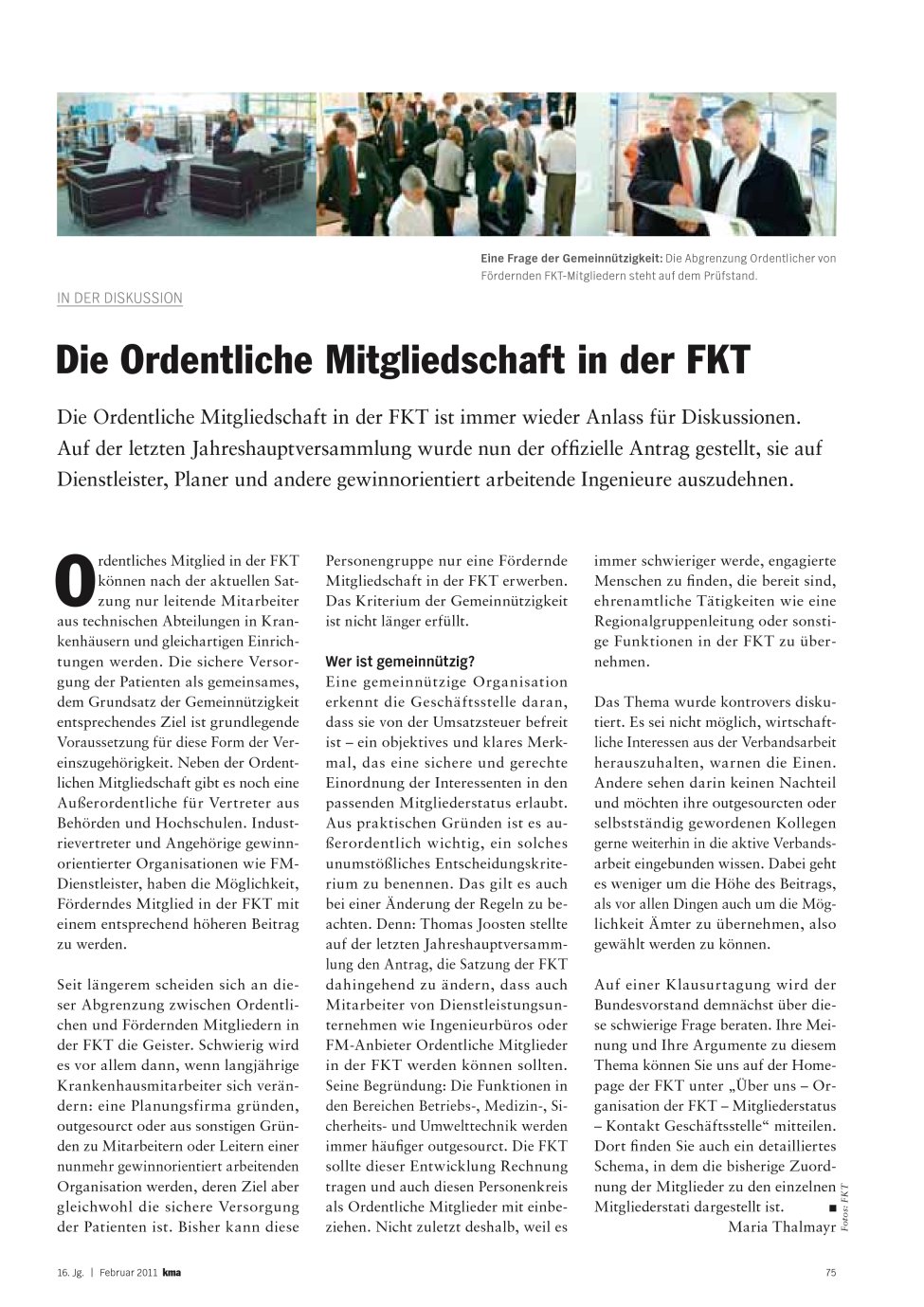Vorschauseite 1: Die Ordentliche Mitgliedschaft in der FKT