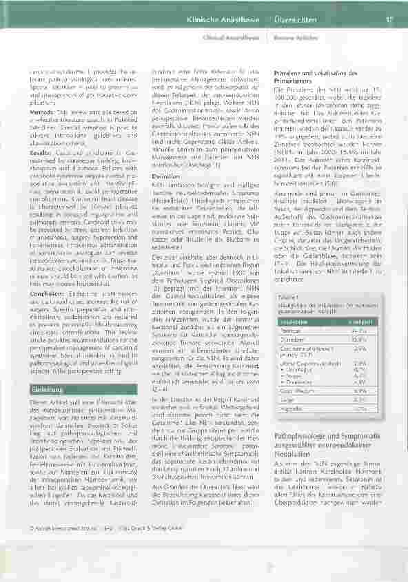Vorschauseite 2: Perioperatives Management bei Patienten mit Karzinoidsyndrom/ Neuroendokrine Neoplasie