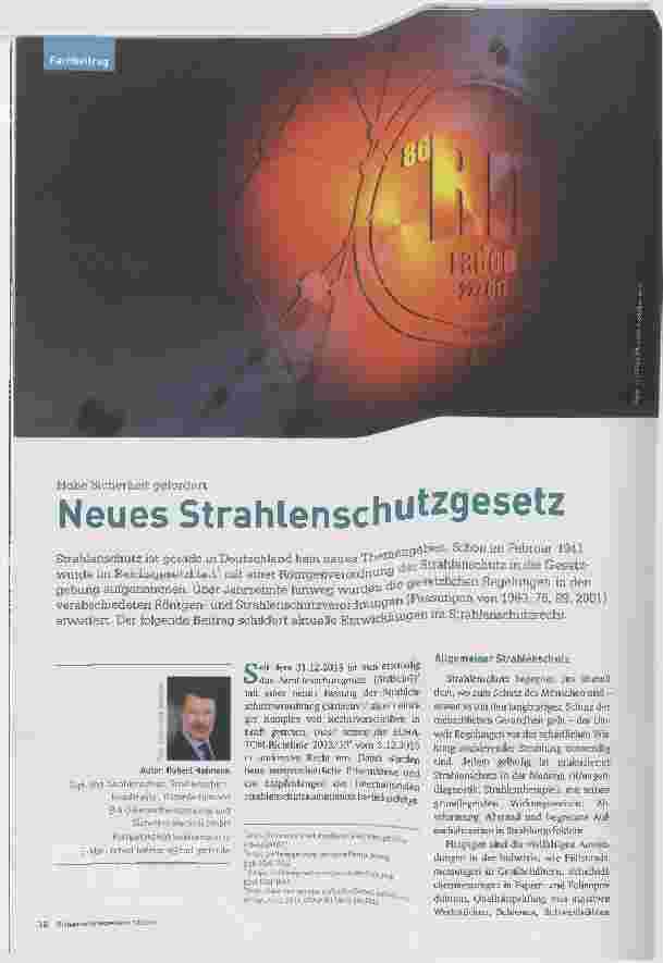 Vorschauseite 1: Neues Strahlenschutz9esetz