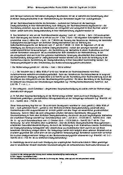 Vorschauseite 2: Zur Zwangsbehandlung Schlagworte: Verfassungsmäßigkeit der Zwangsbehandlung nur im Krankenhaus