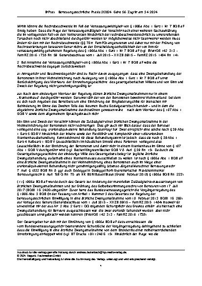 Vorschauseite 4: Zur Zwangsbehandlung Schlagworte: Verfassungsmäßigkeit der Zwangsbehandlung nur im Krankenhaus