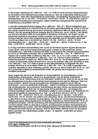 Vorschauseite 6: Zur Zwangsbehandlung Schlagworte: Verfassungsmäßigkeit der Zwangsbehandlung nur im Krankenhaus