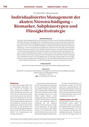 Vorschauseite 1: Individualisiertes Management der akuten Nierenschädigung – Biomarker, Subphänotypen und Flüssigkeitsstrategie