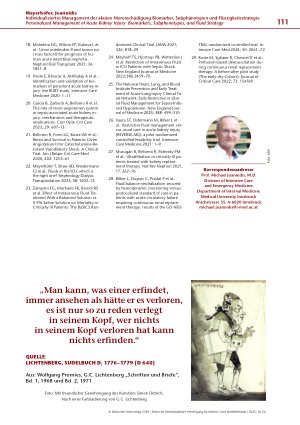 Vorschauseite 6: Individualisiertes Management der akuten Nierenschädigung – Biomarker, Subphänotypen und Flüssigkeitsstrategie