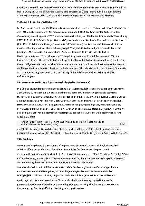 Vorschauseite 4: Das Hin und Her der stofflichen Produkte zwischen Medizinprodukt und Arzneimittel.