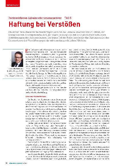 Vorschauseite 1: Rechtssicheres Arbeitsschutzmanagement – Teil 5: Haftung bei Verstößen