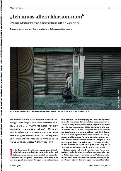 Vorschauseite 1: „Ich muss allein klarkommen“ Wenn obdachlose Menschen älter werden