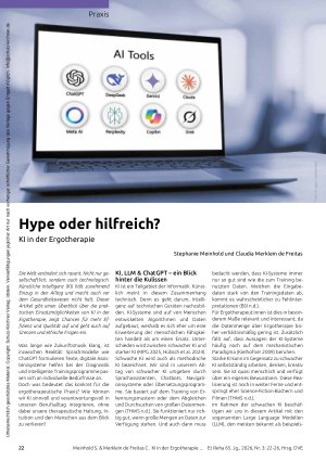 Vorschauseite 1: Hype oder hilfreich? KI in der Ergotherapie