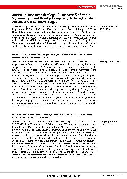 Vorschauseite 2: Beraterbrief Pflege Heft 8-2024