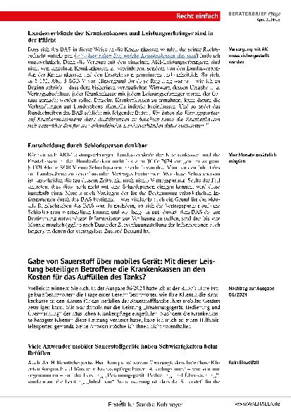 Vorschauseite 3: Beraterbrief Pflege Heft 8-2024
