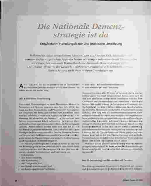 Vorschauseite 1: Die Nationale Demenzstrategie ist die Entwicklung, Handlungsfelder und praktische Umsetzung.