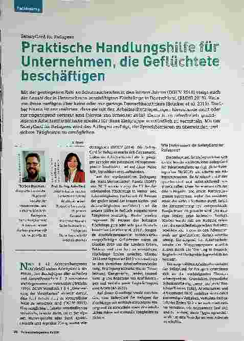 Vorschauseite 1: Praktische Handlungshilfe für Unternehmen, die Geflüchtete beschäftigen