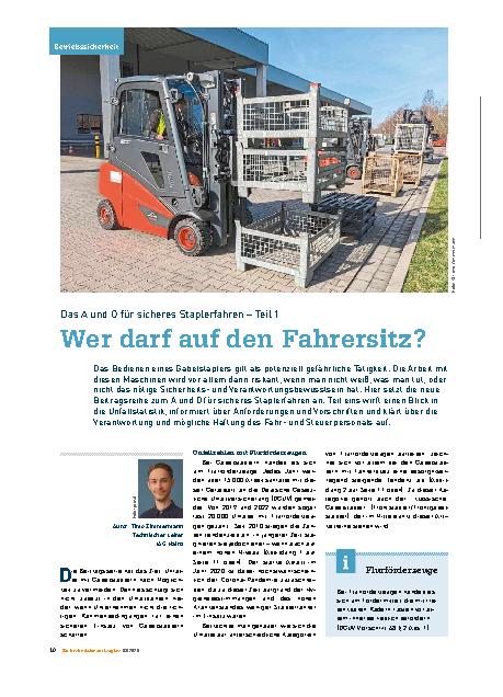Vorschauseite 1: Das A und O für sicheres Staplerfahren – Teil 1 Wer darf auf den Fahrersitz?