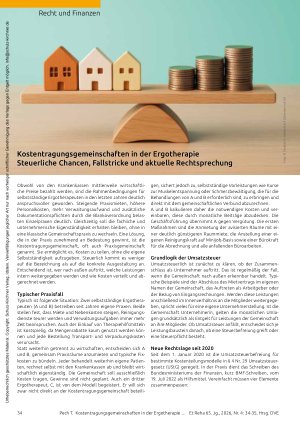 Vorschauseite 1: Kostentragungsgemeinschaften in der Ergotherapie Steuerliche Chancen, Fallstricke und aktuelle Rechtsprechung