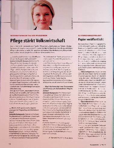 Vorschauseite 1: Pflege stärkt Volkswirtschaft