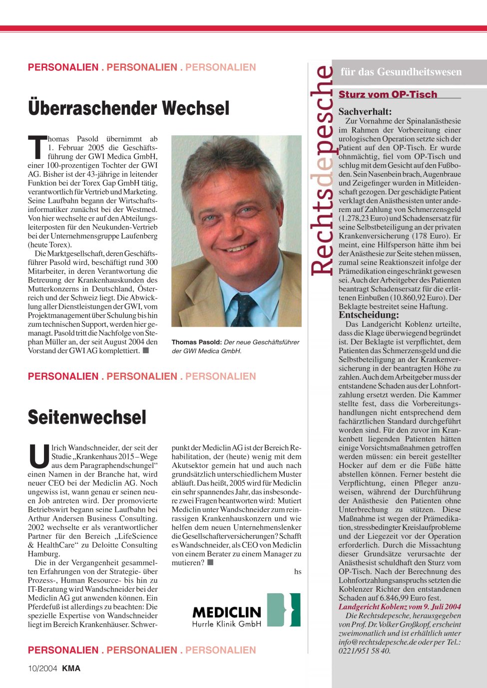 Vorschauseite 1: Überraschender Wechsel