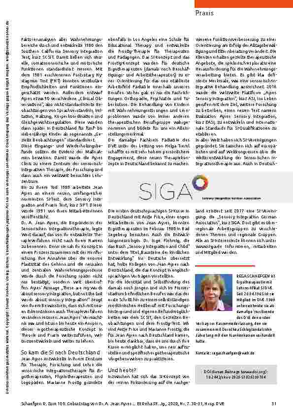 Vorschauseite 2: Zum 100. Geburtstag von Dr. A. Jean Ayres