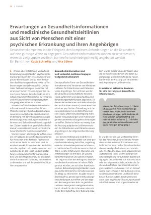 Vorschauseite 1: Erwartungen an Gesundheitsinformationen und medizinische Gesundheitsleitlinien aus Sicht von Menschen mit einer psychischen Erkrankung und ihren Angehörigen