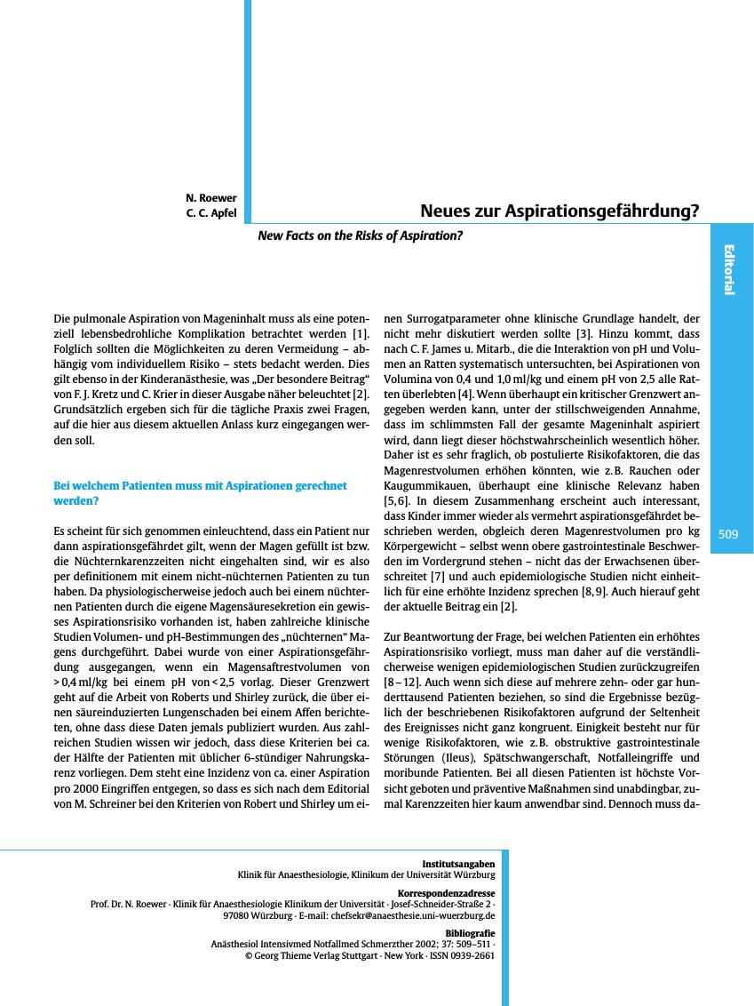Vorschauseite 1: Neues zur Aspirationsgefährdung?