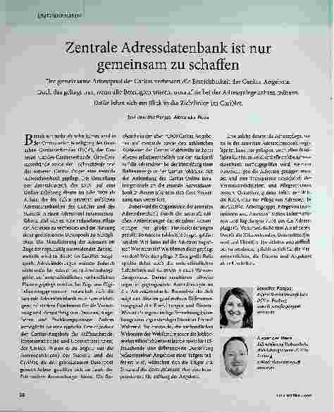 Vorschauseite 1: Zentrale Adressdatenbank ist nur gemeinsam zu schaffen.