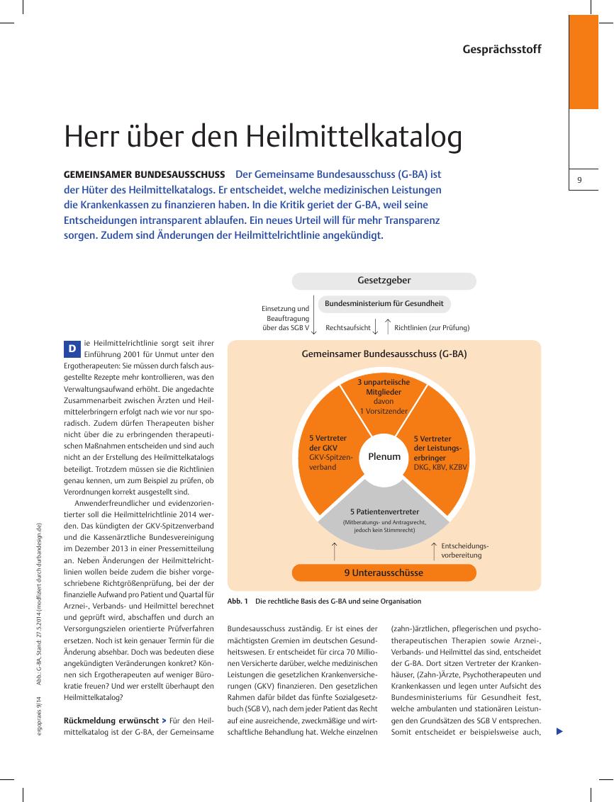 Vorschauseite 1: Gemeinsamer Bundesausschuss ? Herr über den Heilmittelkatalog