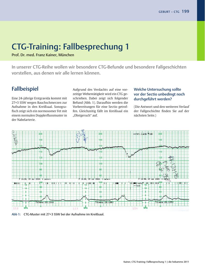 Vorschauseite 1: CTG-Training: Fallbesprechung 1