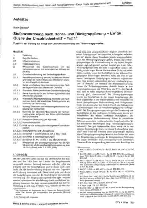 Vorschauseite 1: Stufenzuordnung nach Höherund Rückgruppierung - Ewige Quelle der Unzufriedenheit? - Teil 1