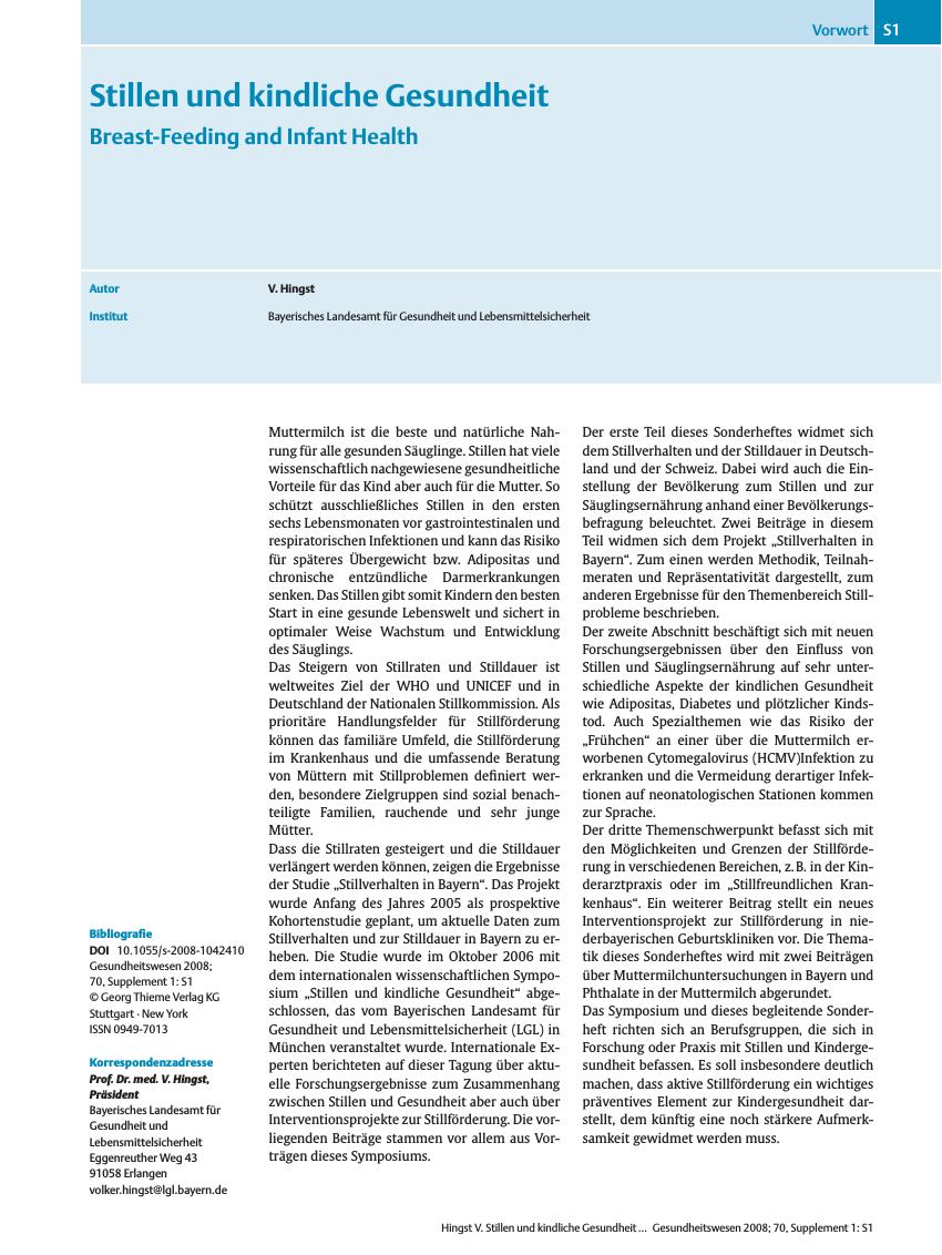 Vorschauseite 1: Stillen und kindliche Gesundheit