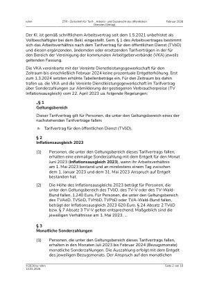 Vorschauseite 2: I. Tarifrecht Sonderzahlung Inflationsausgleich 2023 – TV-Inflationsausgleich – öffentlicher Dienst – Elternzeit