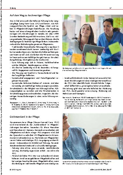 Vorschauseite 2: Pflege und Forschung Neues aus der Wissenschaft