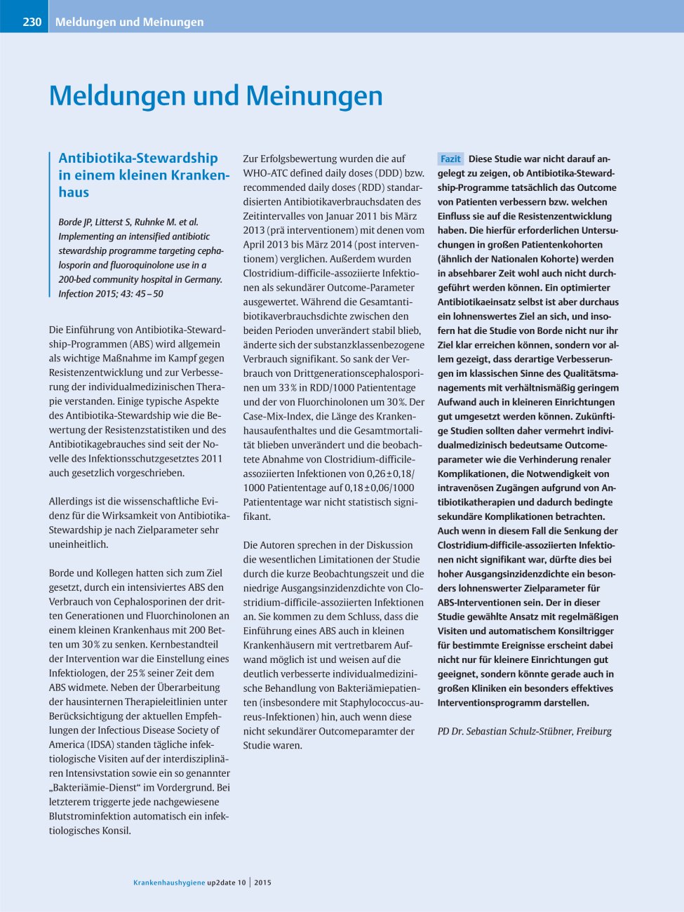 Vorschauseite 1: Antibiotika-Stewardship in einem kleinen Krankenhaus