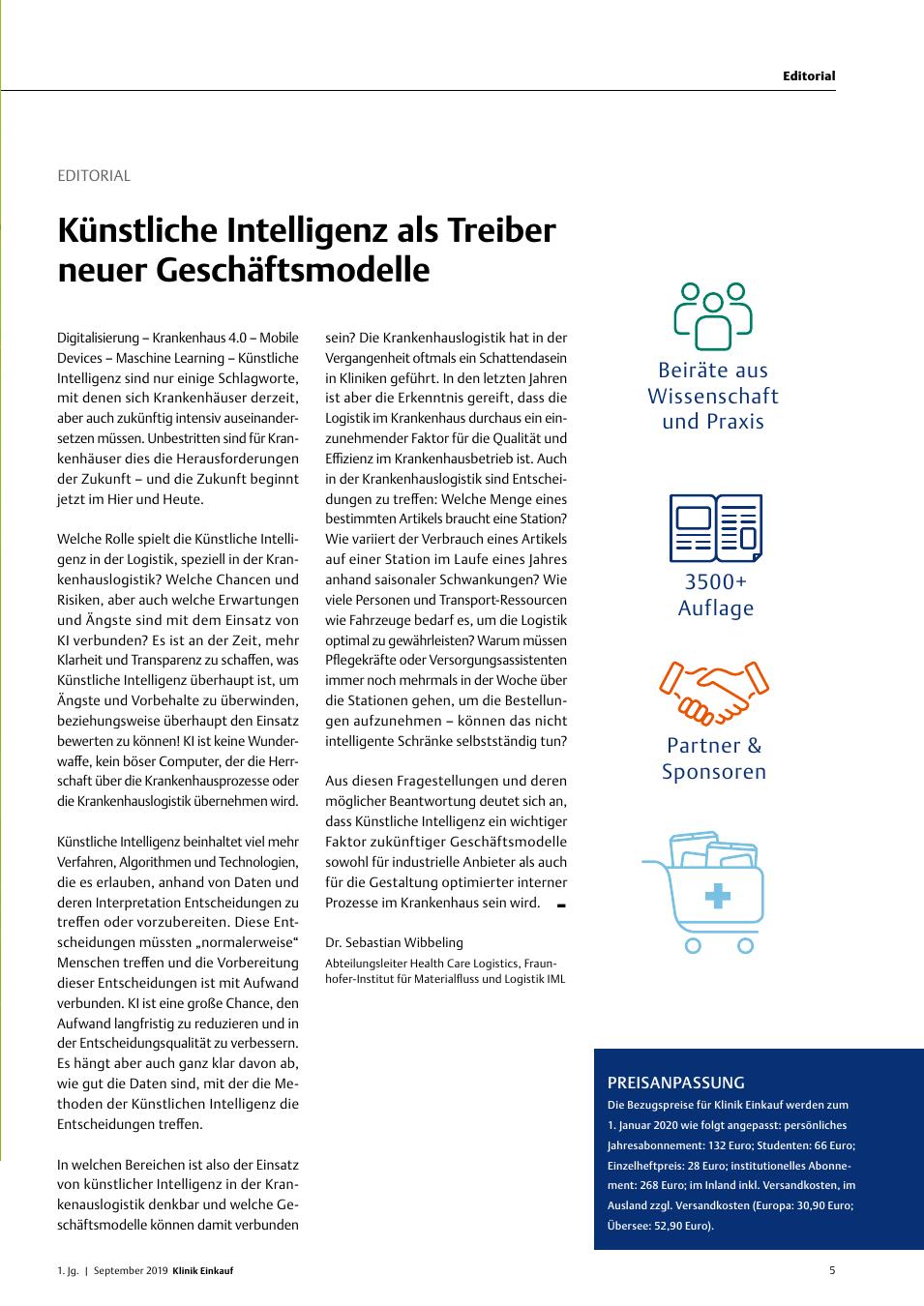 Vorschauseite 1: Editorial: Künstliche Intelligenz als Treiber neuer Geschäftsmodelle